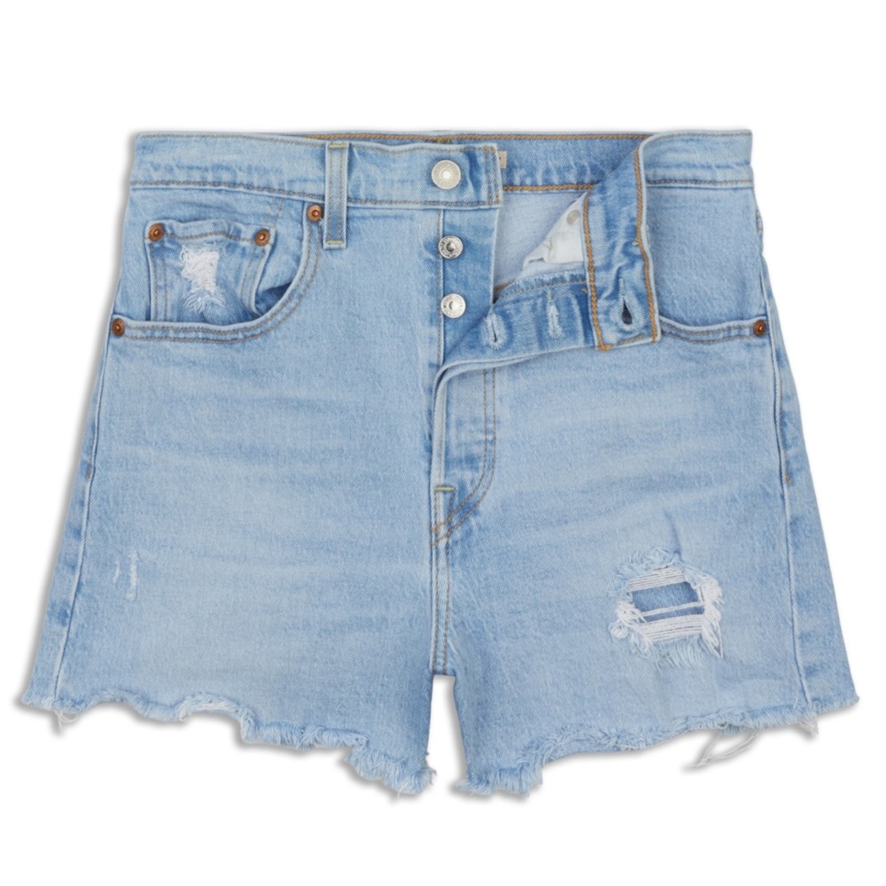 Levi’s Ribcage Shorts Light Wash - Picture 2 of 5